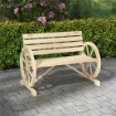 PANCHINA DA GIARDINO 2 POSTI A DOGHE CON BRACCIOLI A RUOTA DI CARRO, IN LEGNO, 105.5X56X79 CM, COLOR LEGNO