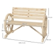 PANCHINA DA GIARDINO 2 POSTI A DOGHE CON BRACCIOLI A RUOTA DI CARRO, IN LEGNO, 105.5X56X79 CM, COLOR LEGNO