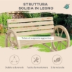 PANCHINA DA GIARDINO 2 POSTI A DOGHE CON BRACCIOLI A RUOTA DI CARRO, IN LEGNO, 105.5X56X79 CM, COLOR LEGNO