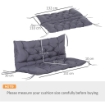 CUSCINO DA GIARDINO 2 POSTI CON SCHIENALE PER PANCHE E DONDOLI, 132X110X10 CM, GRIGIO SCURO