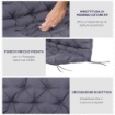 CUSCINO DA GIARDINO 2 POSTI CON SCHIENALE PER PANCHE E DONDOLI, 132X110X10 CM, GRIGIO SCURO