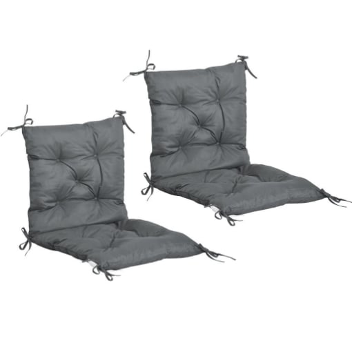 SET 2 CUSCINI PER SEDIE DA ESTERNO IN POLIESTERE E COTONE CON LACCI, 50X98X8 CM, GRIGIO