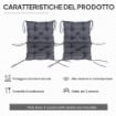 SET 2 CUSCINI PER SEDIE DA ESTERNO IN POLIESTERE E COTONE CON LACCI, 50X98X8 CM, GRIGIO