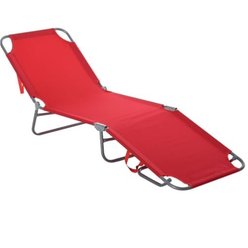 LETTINO PRENDISOLE PIEGHEVOLE CON SCHIENALE RECLINABILE SU 5 LIVELLI, 187X55X24CM, ROSSO