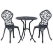 SET DA GIARDINO 3 PEZZI CON 2 SEDIE DA ESTERNO E TAVOLO ROTONDO IN ALLUMINIO, NERO
