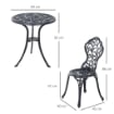SET DA GIARDINO 3 PEZZI CON 2 SEDIE DA ESTERNO E TAVOLO ROTONDO IN ALLUMINIO, NERO
