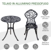 SET DA GIARDINO 3 PEZZI CON 2 SEDIE DA ESTERNO E TAVOLO ROTONDO IN ALLUMINIO, NERO
