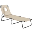 LETTINO PRENDISOLE PIEGHEVOLE CON FORO PER IL VISO IMBOTTITO E SCHIENALE RECLINABILE, BEIGE