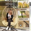 POLTRONA SOSPESA CON CUSCINO IMBOTTITO, SEDUTA PIEGHEVOLE E STRUTTURA IN ACCIAIO E CORDA, BEIGE