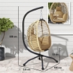 POLTRONA SOSPESA CON CUSCINO IMBOTTITO, SEDUTA PIEGHEVOLE E STRUTTURA IN ACCIAIO E CORDA, BEIGE