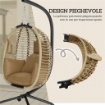 POLTRONA SOSPESA CON CUSCINO IMBOTTITO, SEDUTA PIEGHEVOLE E STRUTTURA IN ACCIAIO E CORDA, BEIGE