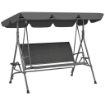DONDOLO DA GIARDINO 3 POSTI IN RATTAN PE E ACCIAIO CON TETTUCCIO E PORTABICCHIERI, 204X112X150 CM, GRIGIO