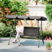 DONDOLO DA GIARDINO 3 POSTI IN RATTAN PE E ACCIAIO CON TETTUCCIO E PORTABICCHIERI, 204X112X150 CM, GRIGIO