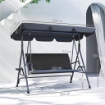 DONDOLO DA GIARDINO 3 POSTI IN RATTAN PE E ACCIAIO CON TETTUCCIO E PORTABICCHIERI, 204X112X150 CM, GRIGIO