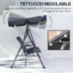 DONDOLO DA GIARDINO 3 POSTI IN RATTAN PE E ACCIAIO CON TETTUCCIO E PORTABICCHIERI, 204X112X150 CM, GRIGIO