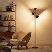 LAMPADA DA TERRA CON 3 TESTE REGOLABILI INDIPENDENTI, TELECOMANDO E TIMER, IN ACCIAIO E PLASTICA, Ï25X170 CM, NERO