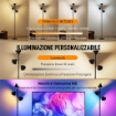 LAMPADA DA TERRA CON 3 TESTE REGOLABILI INDIPENDENTI, TELECOMANDO E TIMER, IN ACCIAIO E PLASTICA, Ï25X170 CM, NERO