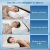 CUSCINO CERVICALE IN MEMORY FOAM A DOPPIA ALTEZZA CON COPERTURA RIMOVIBILE, 60X40X10/12 CM, BIANCO CREMA