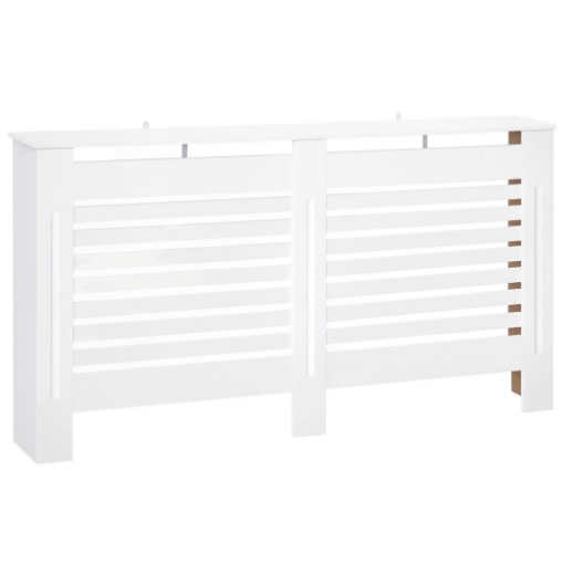 COPRITERMOSIFONI A DOGHE CON RIPIANO PORTAOGGETTI, IN LEGNO, 172X19X81 CM, BIANCO
