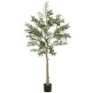 PIANTA ARTIFICIALE DI OLIVO ALTA 150 CM, ALBERO FINTO CON 720 FOGLIE E 32 OLIVE, VASO INCLUSO