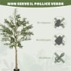 PIANTA ARTIFICIALE DI OLIVO ALTA 150 CM, ALBERO FINTO CON 720 FOGLIE E 32 OLIVE, VASO INCLUSO