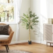 PIANTA ARTIFICIALE DI OLIVO ALTA 150 CM, ALBERO FINTO CON 720 FOGLIE E 32 OLIVE, VASO INCLUSO