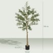 PIANTA ARTIFICIALE DI OLIVO ALTA 150 CM, ALBERO FINTO CON 720 FOGLIE E 32 OLIVE, VASO INCLUSO