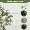 PIANTA ARTIFICIALE DI OLIVO ALTA 150 CM, ALBERO FINTO CON 720 FOGLIE E 32 OLIVE, VASO INCLUSO