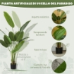 PIANTA ARTIFICIALE DA 160 CM A 10 FOGLIE IN PEVA VERDE CON VASO DA Ï16.5X13.5 CM