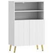 MOBILETTO BAGNO MODERNO CON 2 RIPIANI APERTI E ARMADIETTO CON ANTE AMMORTIZZATE, 60X31.8X93 CM, BIANCO