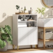 MOBILETTO BAGNO MODERNO CON 2 RIPIANI APERTI E ARMADIETTO CON ANTE AMMORTIZZATE, 60X31.8X93 CM, BIANCO