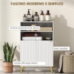MOBILETTO BAGNO MODERNO CON 2 RIPIANI APERTI E ARMADIETTO CON ANTE AMMORTIZZATE, 60X31.8X93 CM, BIANCO