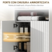 MOBILETTO BAGNO MODERNO CON 2 RIPIANI APERTI E ARMADIETTO CON ANTE AMMORTIZZATE, 60X31.8X93 CM, BIANCO