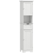 MOBILE COLONNA BAGNO IN LEGNO CON 2 ARMADIETTI CON SENSORE, RIPIANO APERTO E CASSETTO, 40X30X170 CM, BIANCO