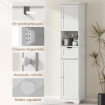 MOBILE COLONNA BAGNO IN LEGNO CON 2 ARMADIETTI CON SENSORE, RIPIANO APERTO E CASSETTO, 40X30X170 CM, BIANCO