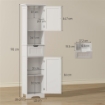 MOBILE COLONNA BAGNO IN LEGNO CON 2 ARMADIETTI CON SENSORE, RIPIANO APERTO E CASSETTO, 40X30X170 CM, BIANCO