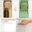 MOBILE COLONNA BAGNO IN LEGNO CON 2 ARMADIETTI CON SENSORE, RIPIANO APERTO E CASSETTO, 40X30X170 CM, BIANCO