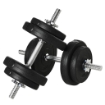 SET MANUBRI PESI 20 KG (4X2.5 KG, 4X1.5 KG) CON 8 DISCHI E 2 MANUBRI DA 2 KG, 43X18X7.5 CM, NERO