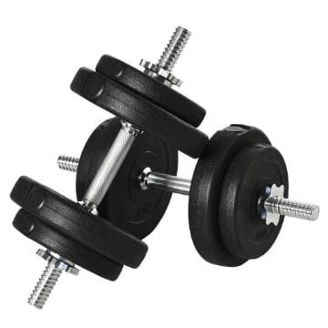 SET MANUBRI PESI 20 KG (4X2.5 KG, 4X1.5 KG) CON 8 DISCHI E 2 MANUBRI DA 2 KG, 43X18X7.5 CM, NERO