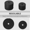 SET MANUBRI PESI 20 KG (4X2.5 KG, 4X1.5 KG) CON 8 DISCHI E 2 MANUBRI DA 2 KG, 43X18X7.5 CM, NERO