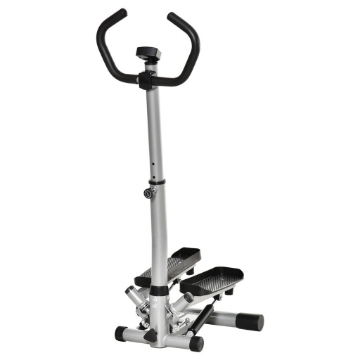 STEPPER CON MONITOR LCD, MANUBRIO REGOLABILE ED ELASTICI, IN ACCIAIO E ABS, 55X53X118-128 CM, NERO E ARGENTO