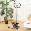 STEPPER CON MONITOR LCD, MANUBRIO REGOLABILE ED ELASTICI, IN ACCIAIO E ABS, 55X53X118-128 CM, NERO E ARGENTO