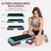 STEPPER PER AEROBICA ANTISCIVOLO E REGOLABILE SU 3 LIVELLI, IN PLASTICA E PP, 110X40X20 CM, MULTICOLORE