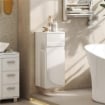 MOBILETTO BAGNO SOSPESO CON CASSETTO, ANTA LUCIDA E RIPIANO IN VETRO REGOLABILE, BIANCO