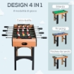 TAVOLO MULTIGIOCO 4 IN 1 CON CALCIO BALILLA, HOCKEY DA TAVOLO, PING PONG E BILIARDO IN MDF, 92X78X80CM