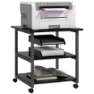 CARRELLO PORTA STAMPANTE A 3 RIPIANI CON 4 RUOTE, LEGNO E ACCIAIO, 50X50X52.5CM, NERO
