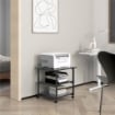 CARRELLO PORTA STAMPANTE A 3 RIPIANI CON 4 RUOTE, LEGNO E ACCIAIO, 50X50X52.5CM, NERO