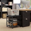 CARRELLO PORTA STAMPANTE A 3 RIPIANI CON 4 RUOTE, LEGNO E ACCIAIO, 50X50X52.5CM, NERO