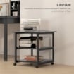 CARRELLO PORTA STAMPANTE A 3 RIPIANI CON 4 RUOTE, LEGNO E ACCIAIO, 50X50X52.5CM, NERO