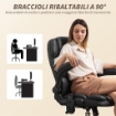 POLTRONA DA UFFICIO MASSAGGIANTE A 4 PUNTI CON RISCALDAMENTO E BRACCIOLI RIBALTABILI, NERO